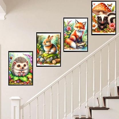 Axquilon 4 Pack Animal Diamond Art Kits for Adults- 9.8x13.7inch | Cute Diamond Painting Kits for Beginners, 5D DIY Round Full Drill Fox Gem Art for Adults, Paint by Diamonds - color: 4 Pack Animal