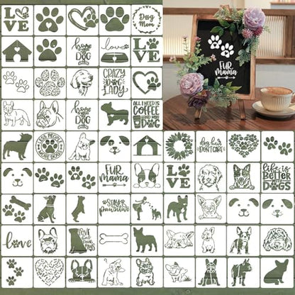 65pcs Reusable Dog Stencils for Painting on Wood,Dog Theme Painting Perfect for DIY Crafts, Scrapbooks, and Home Supplies (Dog)