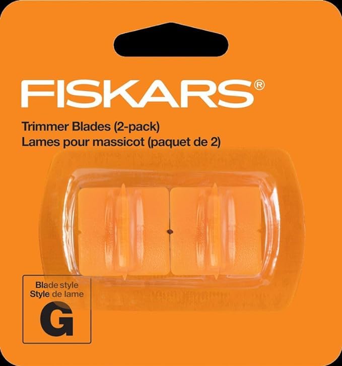 Fiskars Trimmer Replacement Blades, Precision-Ground Steel for Clean Cuts, Refill Carriage for 9" & 12" Personal Trimmers, Two Pack, Orange - size: 2-Pack, style: Style G