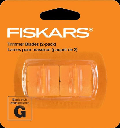 Fiskars Trimmer Replacement Blades, Precision-Ground Steel for Clean Cuts, Refill Carriage for 9" & 12" Personal Trimmers, Two Pack, Orange - size: 2-Pack, style: Style G