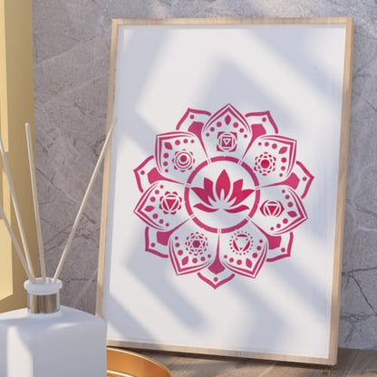 21 Styles Chakras Yoga Stencils for Painting, 11.8"x11.8" Reusable Free Combined Stencil Drawing Templates, Mandala Flower DIY Craft Paint Templates for Wall Home Decor Canvas Journal Card - style: Yoga