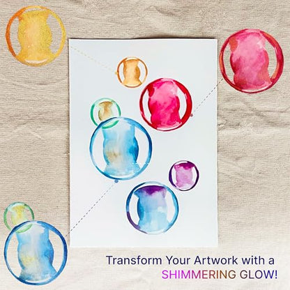 Metallic Watercolor 48 Colors|Tin Box & Waterbrush |Intense Pigments, Smooth Blend