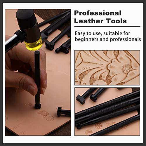 Wonvoc 21 Pcs Leather Stamp Set, Leather Stamping Kit with 20 Patterns - color: Black