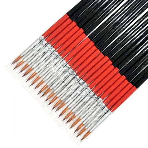 Size #2 Pointed Round Paint Brush Set of 20, Premium Taklon Synthetic Hair - size: Size #2 Pointed Round (20 PCS)