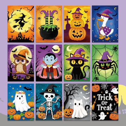 Louise Maelys 12 Pack Halloween Pre Drawn Canvas to Paint for Kids - color: Halloween