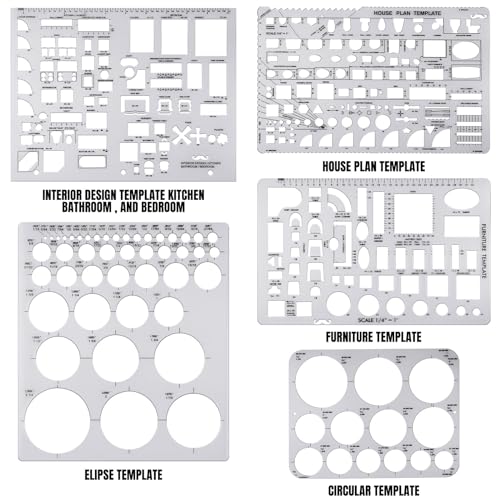 Zonon 10 Pcs Plastic Drawing Template Ruler Geometric Drawing 12 Inch Triangular Aluminum Architect Scale Measuring Templates Building Geometric Kit Plastic Ruler for Drafting (Classic,Clear) - color: Clear, style: Classic