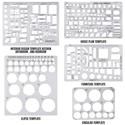 Zonon 10 Pcs Plastic Drawing Template Ruler Geometric Drawing 12 Inch Triangular Aluminum Architect Scale Measuring Templates Building Geometric Kit Plastic Ruler for Drafting (Classic,Clear) - color: Clear, style: Classic