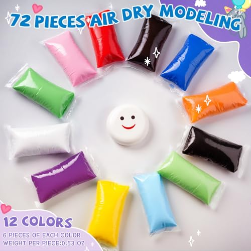 VioraWhite 72 Pcs 38oz Air Dry Clay Bulk Modeling Clay,Classic Color - color: Classic Color