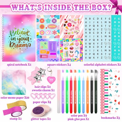 Nsrzua DIY Journal Kit for Girls,Toys for Ages 8-14 and Birthday Gifts for Girls. - color: purple