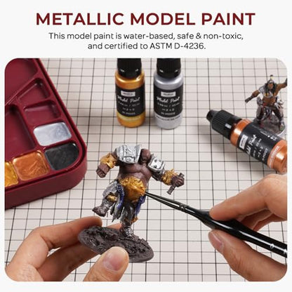 Nicpro 10 Colors Metallic Model Paint Set, 20ml Ready to Use | Modeling Acrylic Paints, Brush & Airbrush Compatible, Miniature Paint for Beginner & Pro on Model, Scale Figure, with Thinner - style: Metallic