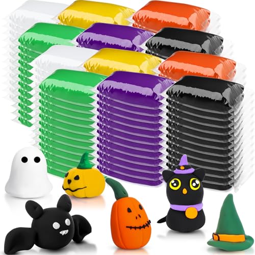 VioraWhite 144 Pcs Air Dry Clay Bulk 76 oz Mardi Gras Soft DIY Modeling Clay Kit Magic Foam Crafts for Sculpting Kids Gifts Party School Supplies for Crafts Artistic Project(Carnival Color) - color: Halloween Color