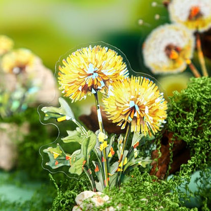 Dandelion Floral PET Stickers Set, 60PCS Holographic Botanical Flower Stickers for Scrapbooking, Journaling, DIY Crafts, and Art Supplies - color: Dandelion Wish