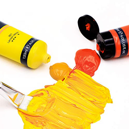 Artecho Gold Acrylic Paint, Gold Paint (120ml / 4.05oz) Tubes, Art Craft Paints for Canvas, Rock, Stone, Wood, Fabric, Art Supplies | Semi Glossy Finish, High Pigment Rich Color Craft Paint for Canvas, Rocks, Wood, Fabric, Ceramic, Non-Toxic - color: Gold