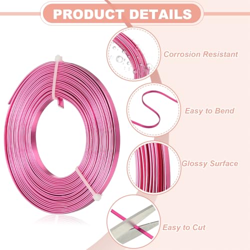 uxcell 18 Gauge Flat Aluminum Wire, 16.40 ft 5mm Wide Aluminum Crafts Wire for Flower Bonsai Crafts Carving DIY Bezel Sculpting Gem Metal Wrap, Rose Red - color: Rose Red, size: 5mm