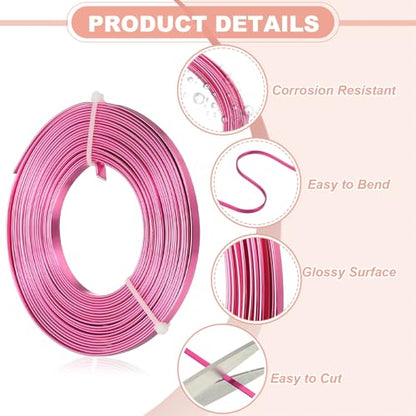 uxcell 18 Gauge Flat Aluminum Wire, 16.40 ft 5mm Wide Aluminum Crafts Wire for Flower Bonsai Crafts Carving DIY Bezel Sculpting Gem Metal Wrap, Rose Red - color: Rose Red, size: 5mm