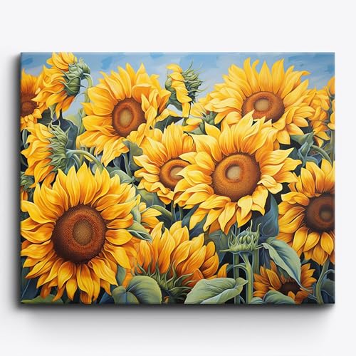Craftoria Paint by Numbers for Adults 40"x50"cm NO Framed Sunflower Embrace 36 Colors - color: Sunflower Embrace - 36 COLORS, size: NO Frame
