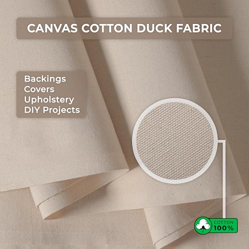 Canvas Fabric | Cotton Duck | Heavy | Natural 10oz | 63'' Wide | Arts & Crafts, Backings, Covers, Placemats (5 Yard) - size: 5 yard pre cut