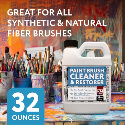 IMPRESA Oil Paint Brush Cleaner - Acrylic Paint Cleaner & Brush Restorer - Odorless Water-Based Formula - 32 Fl Oz