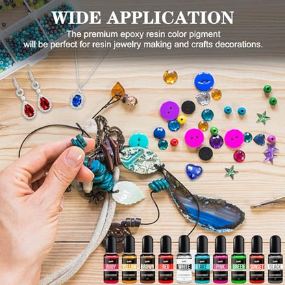 Epoxy Resin Pigment - 30 Colors Concentrated Liquid Epoxy Resin Dye, Transparent Resin Colorant for Resin Coloring, DIY Resin Jewelry Making, Resin Painting, Resin Art Crafts - 0.35oz/10ml Each