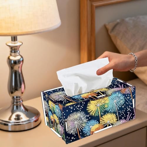 LSQFS DIY Diamond Art Tissue Box Kit, Ideal Handmade Craft Gift for Adults - color: Flower 2