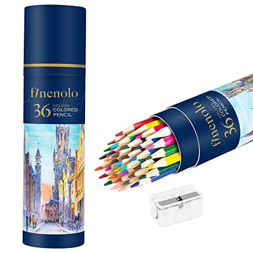 finenolo 36 Pack Colored Pencils for Adult Coloring Books | Soft Core, Art Drawing Pencils for Artists Beginners, Coloring Pencils Set with Sharpener for Coloring, Sketching, Painting - size: 1 Count (Pack of 36)