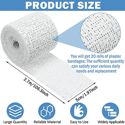 Treela Plaster Cloth Rolls Gauze Bandages Rolls Strips for Belly Casts, Scenery Molds, Mask Making, Art Projects, Body Casts, Craft Supplies(2 Inch x 59 Yard) - size: 2 Inch x 59 Yard