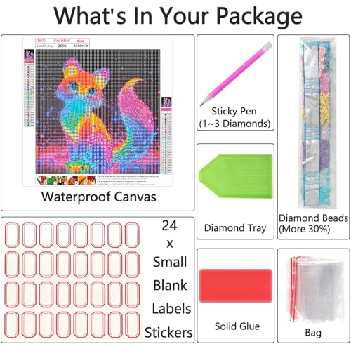 Shouruihua Diamond Painting Kits for Adults, Fox Diamond Art Kits | Cute Animal, Gem Art, Diamond Dotz Kits, Diamond Dots, Full Round Drill Diamond Painting Kits for Adults, 11.8x11.8 in - color: Fox