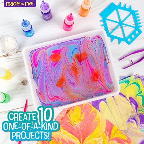 Made By Me Marbling Studio, 25-Piece Marbling Kit for Kids - Make 10 Pour Paint Art Projects - Dip & Paint Marbling Arts & Crafts for Ages 6-9 - Fun Gift - size: 5.3 inches x 6.8 inches