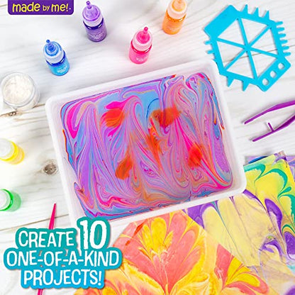 Made By Me Marbling Studio, 25-Piece Marbling Kit for Kids - Make 10 Pour Paint Art Projects - Dip & Paint Marbling Arts & Crafts for Ages 6-9 - Fun Gift - size: 5.3 inches x 6.8 inches