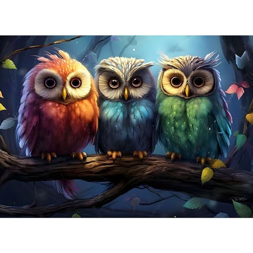 SENQAO Owl Diamond Painting Kits for Adults, 3 Colorful Owl DIY 5D Diamond Art Kits Full Drill Diamond Dots Paintings with Diamonds Gem Art and Crafts Home Decor 12x16inch - color: owl
