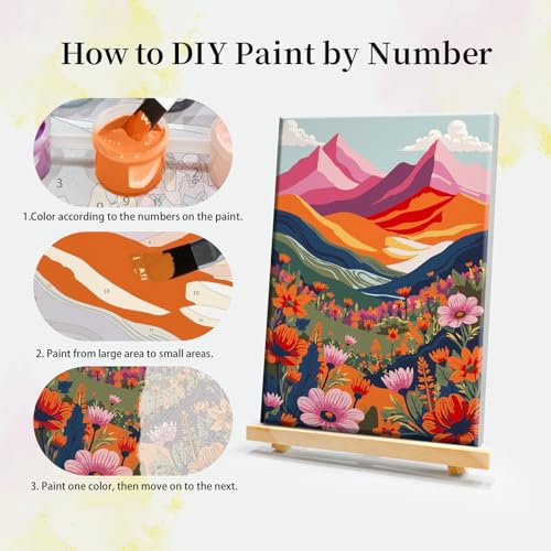 JOOZ 4 Pack Paint by Numbers Kit for Adults with Frame Landscape 8x12 Inch - color: Mountain Landscape 31