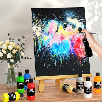 Nicpro 24 Colors Large Airbrush Paint (8.45 oz, 250 ml), Ready to Spray | Airbrush Paint Set, Opaque Water-Based Acrylic Air brush Paints Bulk for Model, Metal, Plastic, Wood, Canvas, with 1 Thinner - size: 8.45 Fl Oz (Pack of 25)