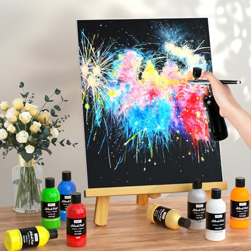 Nicpro 24 Colors Large Airbrush Paint (8.45 oz, 250 ml), Ready to Spray | Airbrush Paint Set, Opaque Water-Based Acrylic Air brush Paints Bulk for Model, Metal, Plastic, Wood, Canvas, with 1 Thinner - size: 8.45 Fl Oz (Pack of 25)