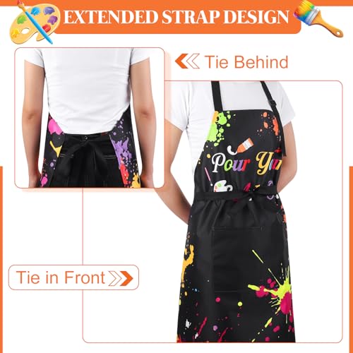 Painting Artist Apron with Pockets, Waterproof Painting Aprons for Adults, Adjustable Art Apron Bib Apron - color: Style 2