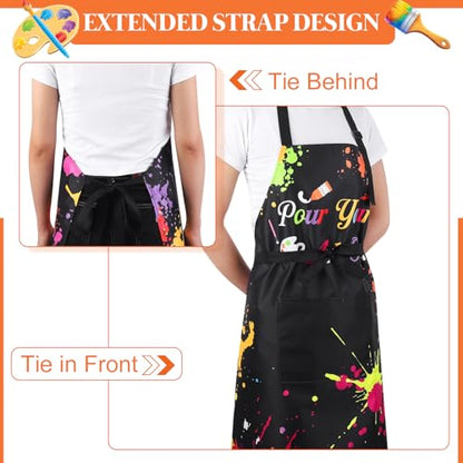 Painting Artist Apron with Pockets, Waterproof Painting Aprons for Adults, Adjustable Art Apron Bib Apron - color: Style 2