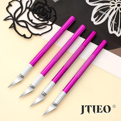Exacto Knife,Craft Knife Hobby Knife 74 Pack with 4 Upgrade Sharp Hobby Knives and 70 Spare Knife Blades for Art, Scrapbooking,Stencil (Purple) - color: Purple