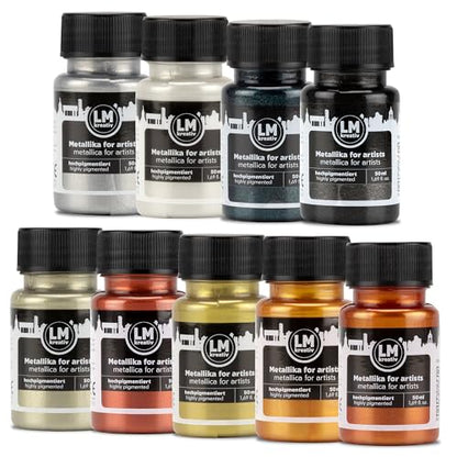Metallic Acrylic Paint 9 x 1.69 fl oz - Opulence - Premium Metallic Acrylic Paints for Artists, 50ml – Perfect for Canvas, Wood, Ceramic, and DIY Projects - color: Opulence