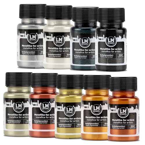 Metallic Acrylic Paint 9 x 1.69 fl oz - Opulence - Premium Metallic Acrylic Paints for Artists, 50ml – Perfect for Canvas, Wood, Ceramic, and DIY Projects - color: Opulence