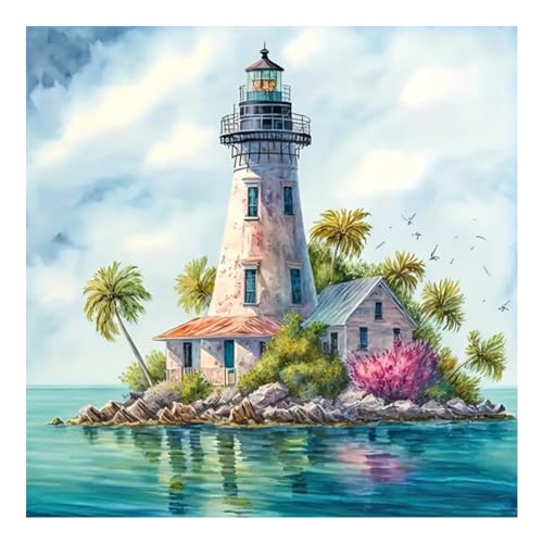 hill froeistung 5D Lighthouse Diamond Art Painting Kits for Adults,Sea,Landscape Diamond Art for Beginners, DIY Full Drill Island Diamond Art Painting(12X12 inch) - color: HF-A040