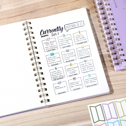 Yoment Dot Grid Spiral Notebook A5 Spiral Bullet Dotted Journal 160 Pages | Thick Dot Paper Notebooks Plastic Hardcover Spiral Notebook 5x7 Wire Bound Notebooks for Work School Office Supplies, Purple - color: Purple, style: B - Dotted - A5