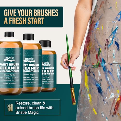 Paint Brush Cleaner and Reconditioner Perfect Acrylic, Watercolor, Spray Paint and Oil Brush Cleaner Biodegradable, Non-Flammable Washable Sustainable Cleaning Solution (16 Fl Oz) - size: 16 Fl Oz (Pack of 1)
