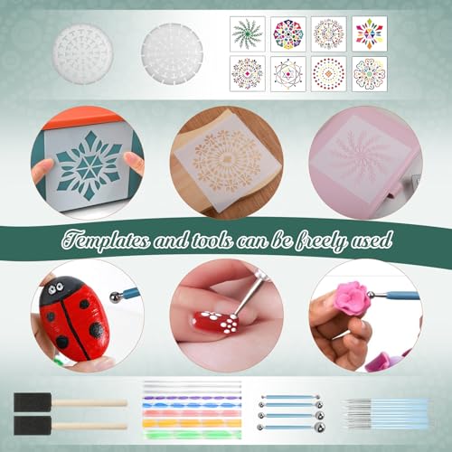 Mandala Rock Painting Kit - Mandala Dotting Tools for Painting - Including Large Wooden Rocks, Acrylic Paints, Stencils, Painting Tools, Manual, Arts Crafts Kit for Adults, Gifts for Women/Mom