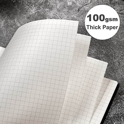 Yoment Graph Paper Spiral Notebook A5 Graphing Notebook 160 Pages | Graph Paper Notebook Spiral Bound Waterproof Plastic Hardcover Spiral Journal 5x7 Grid Notebooks for Note Taking, Black - color: Black, style: A - Graph - A5