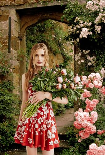 AOFOTO 5x7ft Vintage Garden Flowers Backdrop Blossoms Photography Background Medieval Castle Shabby Brick House Girl Adult Artistic Portrait Travel Photo Shoot Studio Props Video Drop Wallpaper Drape