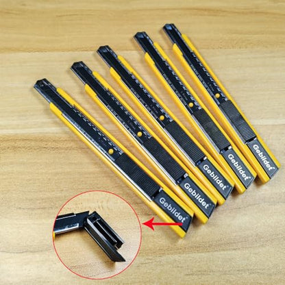 Gebildet 5pcs Right and Left Hand Self-Lock Cutter /9mm Snap Off Blades /60 Blade /Utility Knife /Graphic Knife (Yellow Holder) - color: Yellow