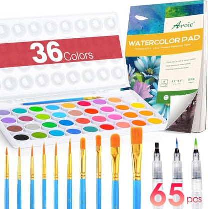 AROIC 65 Pieces Watercolor Paint Set for Adults Artists, Beginners - color: 36 watercolor paint set