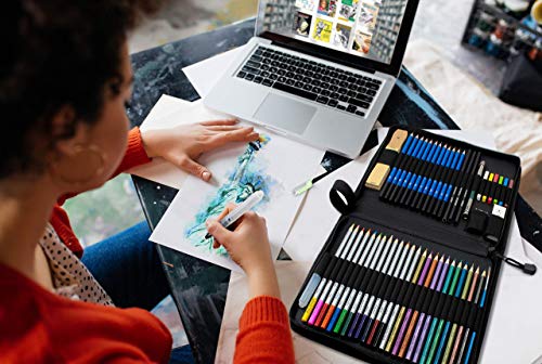 NIL - TECH 53-Piece Coloring and Drawing Art Set PLUS Electric Pencil Sharpener - With Sketch Pad and Drawing Tutorials Digital Library