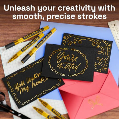 ARTISTRO Gold Paint Pens - Extra-Fine Tips - Set of 5 - color: Gold