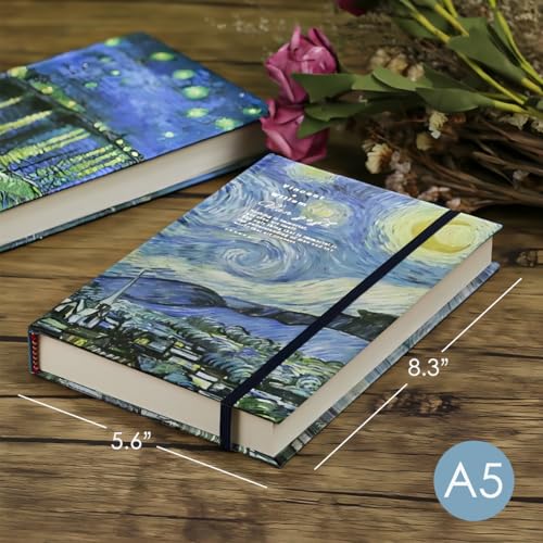 Art Journal, Sketch book, Blank Notebook, 130gsm, Thick Paper Sketchbook, A5, Hardcover Drawing Notebook, Blank Page Journal, Lay Flat, Unlined, Van Gogh Starry Night, Sketch Books for Adults - color: A5-Starry Night