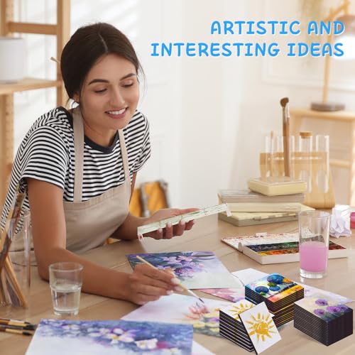 Engrowtic 30 Pcs 60 Pcs Mini Magnetic Canvas Panel Boards 3" x 3" 2.5" x 2.5" 2.2" x 3" 3" x 4" Magnetic Painting Canvas Panel Assorted Size for Painting Fridge Locker Art Crafts DIY